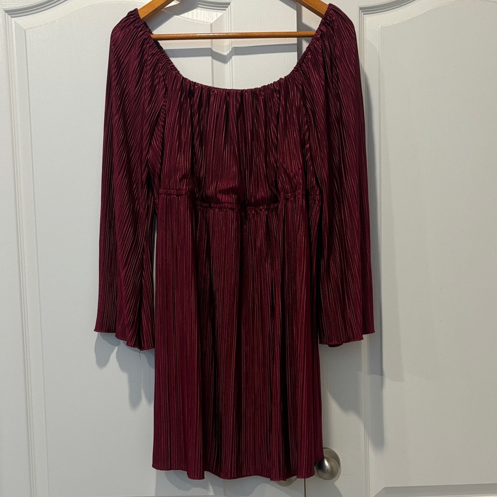 Burgundy Off-Shoulder Dress